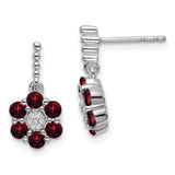 14k White Gold Garnet and Diamond Earrings-WBC-EM7191-GA-004-WA