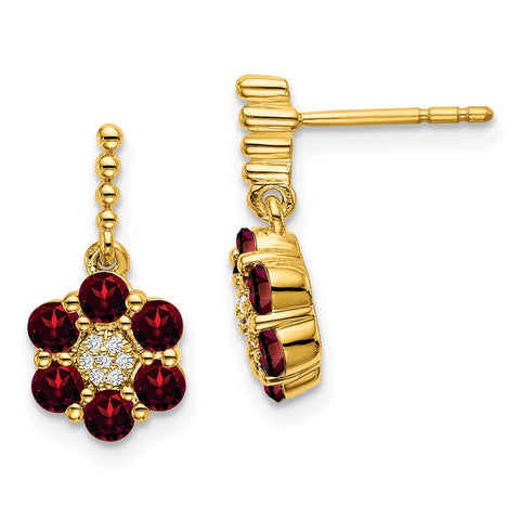 14k Garnet and Diamond Earrings-WBC-EM7191-GA-004-YA