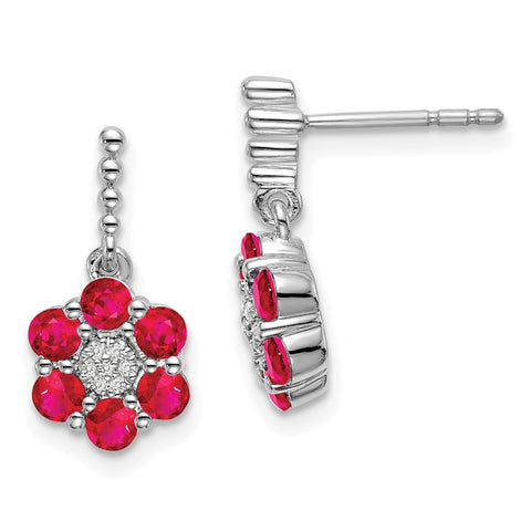 14k White Gold Ruby and Diamond Earrings-WBC-EM7191-RU-005-WA