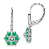 14k White Gold Emerald and Diamond Leverback Earrings-WBC-EM7192-EM-014-WA