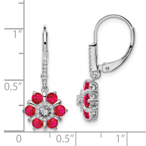 14k White Gold Ruby and Diamond Leverback Earrings-WBC-EM7192-RU-014-WA