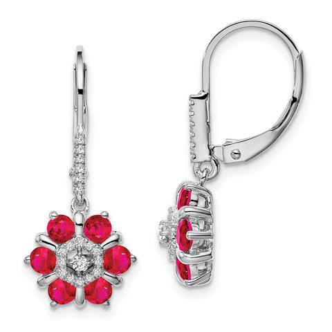 14k White Gold Ruby and Diamond Leverback Earrings-WBC-EM7192-RU-014-WA