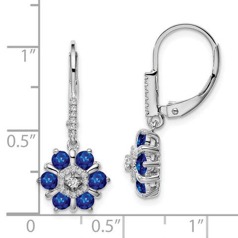 14k White Gold Sapphire and Diamond Leverback Earrings-WBC-EM7192-SA-014-WA