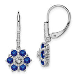 14k White Gold Sapphire and Diamond Leverback Earrings-WBC-EM7192-SA-014-WA