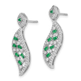 14k White Gold Emerald and Diamond Wave Post Earrings-WBC-EM7193-EM-058-WA