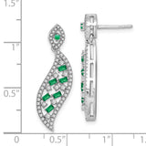 14k White Gold Emerald and Diamond Wave Post Earrings-WBC-EM7193-EM-058-WA