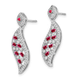 14k White Gold Ruby and Diamond Wave Post Earrings-WBC-EM7193-RU-058-WA