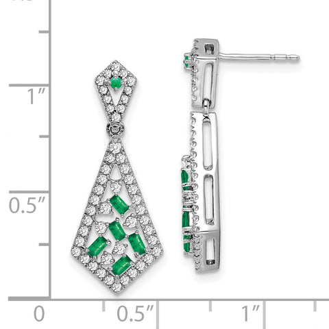 14k White Gold Emerald and Diamond Earrings-WBC-EM7194-EM-060-WA