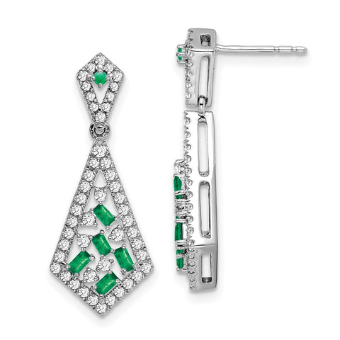 14k White Gold Emerald and Diamond Earrings-WBC-EM7194-EM-060-WA