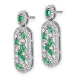 14k White Gold Emerald and Diamond Earrings-WBC-EM7195-EM-055-WA