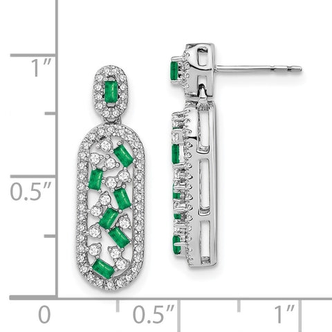 14k White Gold Emerald and Diamond Earrings-WBC-EM7195-EM-055-WA