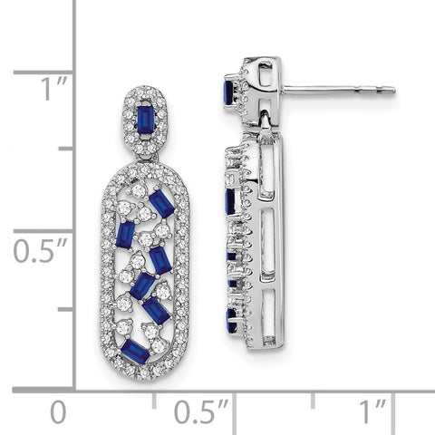 14k White Gold Sapphire and Diamond Earrings-WBC-EM7195-SA-055-WA