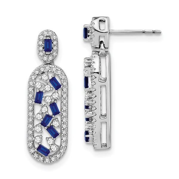 14k White Gold Sapphire and Diamond Earrings-WBC-EM7195-SA-055-WA