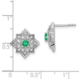 14k White Gold Emerald and Diamond Earrings-WBC-EM7196-EM-025-WA