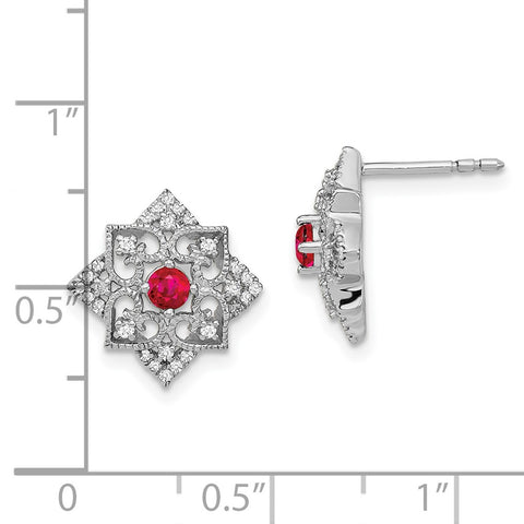 14k White Gold Ruby and Diamond Earrings-WBC-EM7196-RU-025-WA