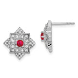 14k White Gold Ruby and Diamond Earrings-WBC-EM7196-RU-025-WA