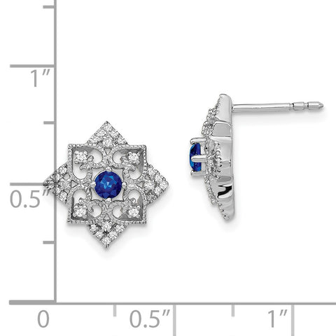 14k White Gold Sapphire and Diamond Earrings-WBC-EM7196-SA-025-WA