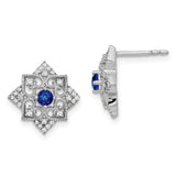 14k White Gold Sapphire and Diamond Earrings-WBC-EM7196-SA-025-WA