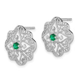 14k White Gold Emerald and Diamond Earrings-WBC-EM7198-EM-038-WA