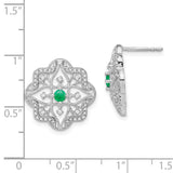 14k White Gold Emerald and Diamond Earrings-WBC-EM7198-EM-038-WA