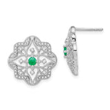 14k White Gold Emerald and Diamond Earrings-WBC-EM7198-EM-038-WA