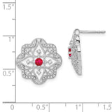 14k White Gold Ruby and Diamond Earrings-WBC-EM7198-RU-038-WA