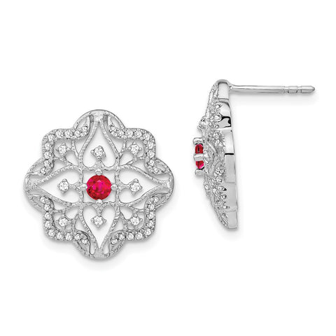 14k White Gold Ruby and Diamond Earrings-WBC-EM7198-RU-038-WA