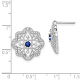 14k White Gold Sapphire and Diamond Earrings-WBC-EM7198-SA-038-WA