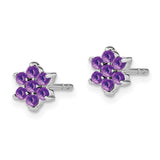 14k White Gold Amethyst Floral Post Earrings-WBC-EM7199-AM-W