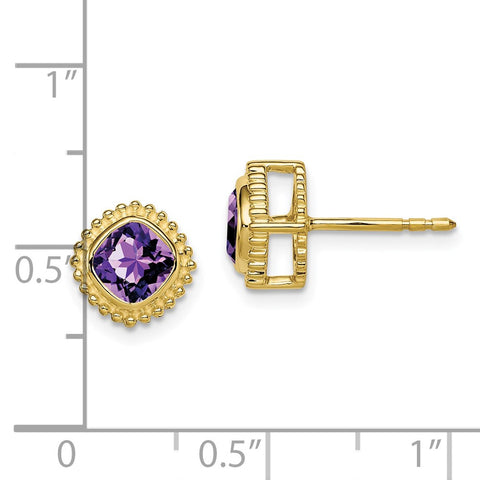 10k Cushion Amethyst Earrings-WBC-EM7201-AM-1Y