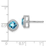 10k White Gold Cushion Blue Topaz Earrings-WBC-EM7201-BT-1W