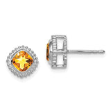 10k White Gold Cushion Citrine Earrings-WBC-EM7201-CI-1W