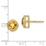 10k Cushion Citrine Earrings-WBC-EM7201-CI-1Y