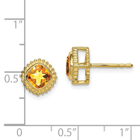 10k Cushion Citrine Earrings-WBC-EM7201-CI-1Y