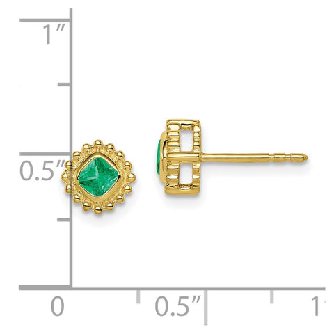 10k Cushion Emerald Earrings-WBC-EM7201-EM-1Y