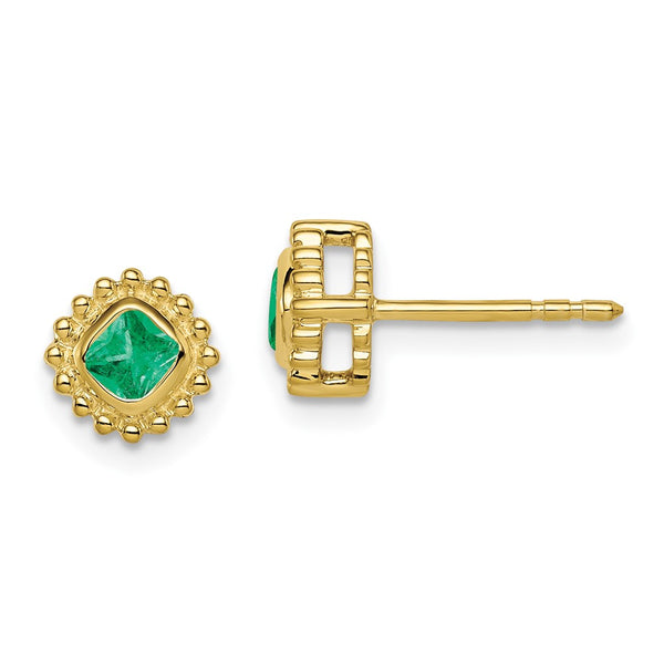 10k Cushion Emerald Earrings-WBC-EM7201-EM-1Y