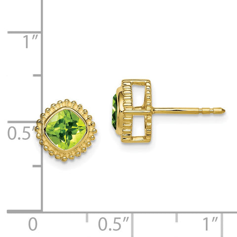 10k Cushion Peridot Earrings-WBC-EM7201-PE-1Y