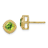 10k Cushion Peridot Earrings-WBC-EM7201-PE-1Y