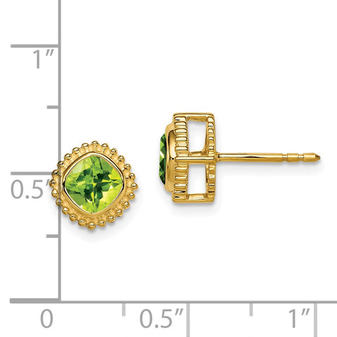 14k Cushion Peridot Earrings-WBC-EM7201-PE-Y