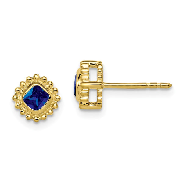 10k Cushion Sapphire Earrings-WBC-EM7201-SA-1Y