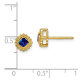 14k Cushion Sapphire Earrings-WBC-EM7201-SA-Y