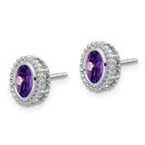 14k White Gold Oval Amethyst Post Earrings-WBC-EM7202-AM-W