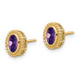 14k Oval Amethyst Post Earrings-WBC-EM7202-AM-Y