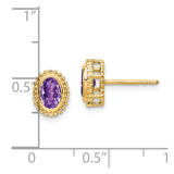 14k Oval Amethyst Post Earrings-WBC-EM7202-AM-Y