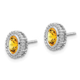 14k White Gold Oval Citrine Post Earrings-WBC-EM7202-CI-W