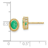 14k Oval Emerald Post Earrings-WBC-EM7202-EM-Y