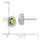 10k White Gold Oval Peridot Post Earrings-WBC-EM7202-PE-1W