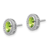 14k White Gold Oval Peridot Post Earrings-WBC-EM7202-PE-W