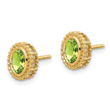 14k Oval Peridot Post Earrings-WBC-EM7202-PE-Y