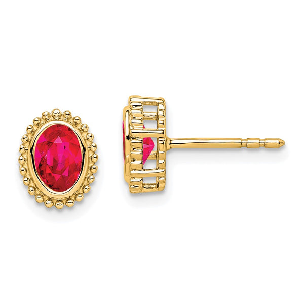 14k Oval Ruby Post Earrings-WBC-EM7202-RU-Y